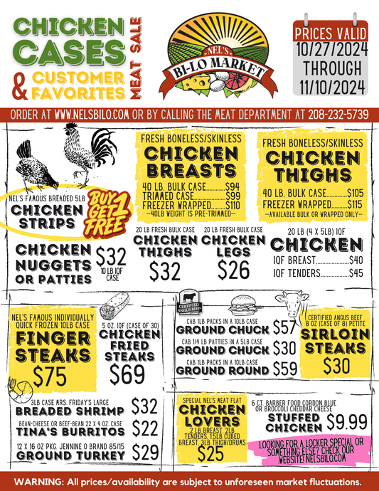 Stock Up and Save at Nel’s Bi-Lo Market’s Chicken Cases & Customer Favorites Meat Sale!